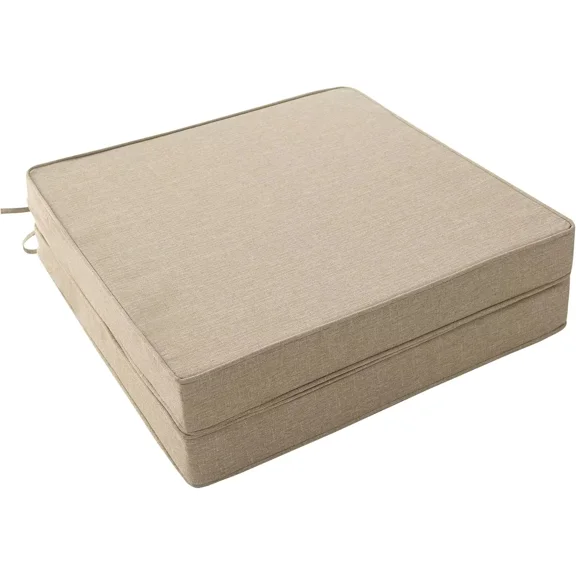 Ottowood Outdoor Chair Cushions Set of 2, Nature, 18.5" x 16" - Waterproof Fade Resistant Linen Patio Furniture Seat Pads with Non-Slip Bottom & Removable Cover