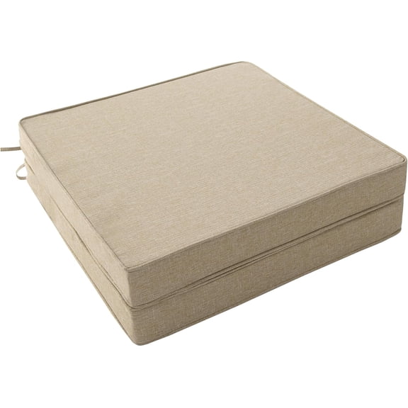 Ottowood Outdoor Chair Cushions Set of 2, Nature, 19" x 19" - Waterproof Fade Resistant Linen Patio Furniture Seat Pads with Non-Slip Bottom & Removable Cover