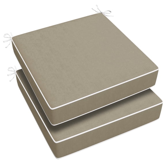 Outdoor Chair Cushions Set of 2, 20x20x4 Inch Waterproof Patio Seat Cushions for Furniture Couch Sofa, Color Fastness High Density Foam with Adjustable Ties Beige