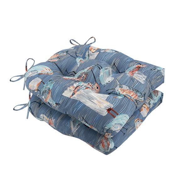 Outdoor Chair Cushions Set of 2 with Ties, 19x19 Inch Waterproof Patio Seat Cushions, Tufted High-Density Foam Pads for Garden Furniture, Indoor/Outdoor Use for Patio, Kitchen, Office