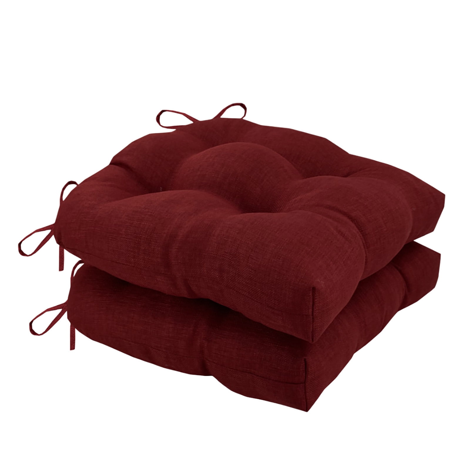 Outdoor Chair Cushions Set of 2 with Ties, 19x19 Inch Waterproof Patio Seat Cushions, Tufted High-Density Foam Pads for Garden Furniture, Indoor/Outdoor Use for Patio, Kitchen, Office