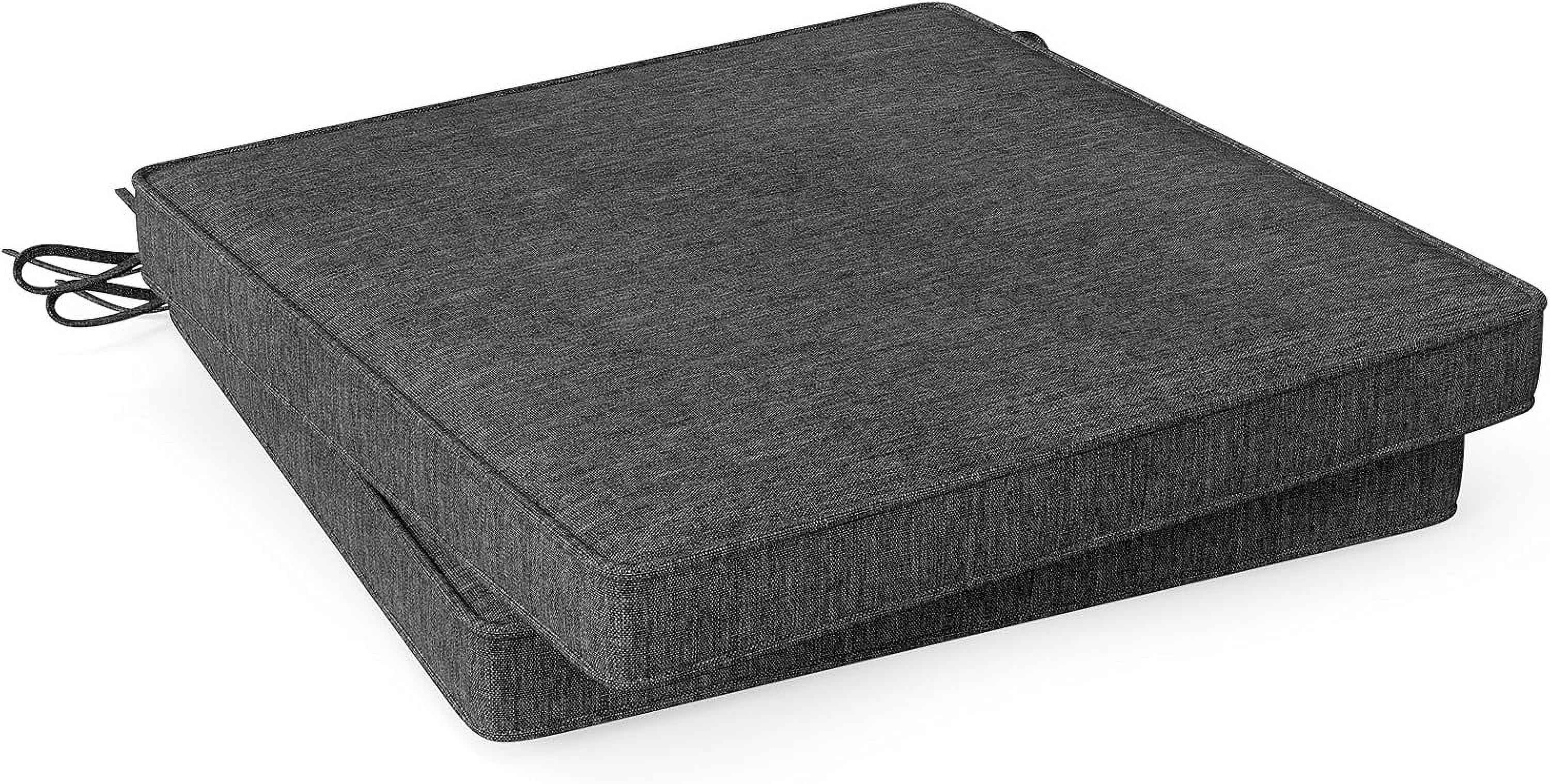 Outdoor Chair Cushions Set of 2, Waterproof & Fade-Resistant Outdoor Seat Cushions with Ties for Patio Furniture, Square Corner Patio Chair Pads Replacement, 20” x 20” x 2”, Grey