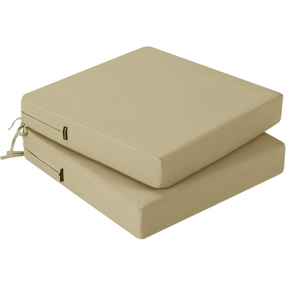 Outdoor Chair Cushions Set of 2, Waterproof Outdoor Seat Cushions for Patio Furniture, Outside Replacement Chair Pad with Ties for Lawn Deck Porch, 19 x 19