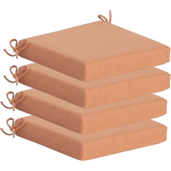 Outdoor Chair Cushions Set of 4,350GSM Fabric,Water-Resistant UV Resistant Weather Resistant with YKK Zippers, Square Corner Patio Chair Cushions with Ties, 20"x20"x3.1",Tangerine