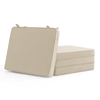 Outdoor Chair Cushions Set of 4, Waterproof & Fade Resistant Seat Cushion for Patio Furniture - 18.5 x 16 x 2 Inch Chair Pads with Ties and Hidden Zipper, Beige