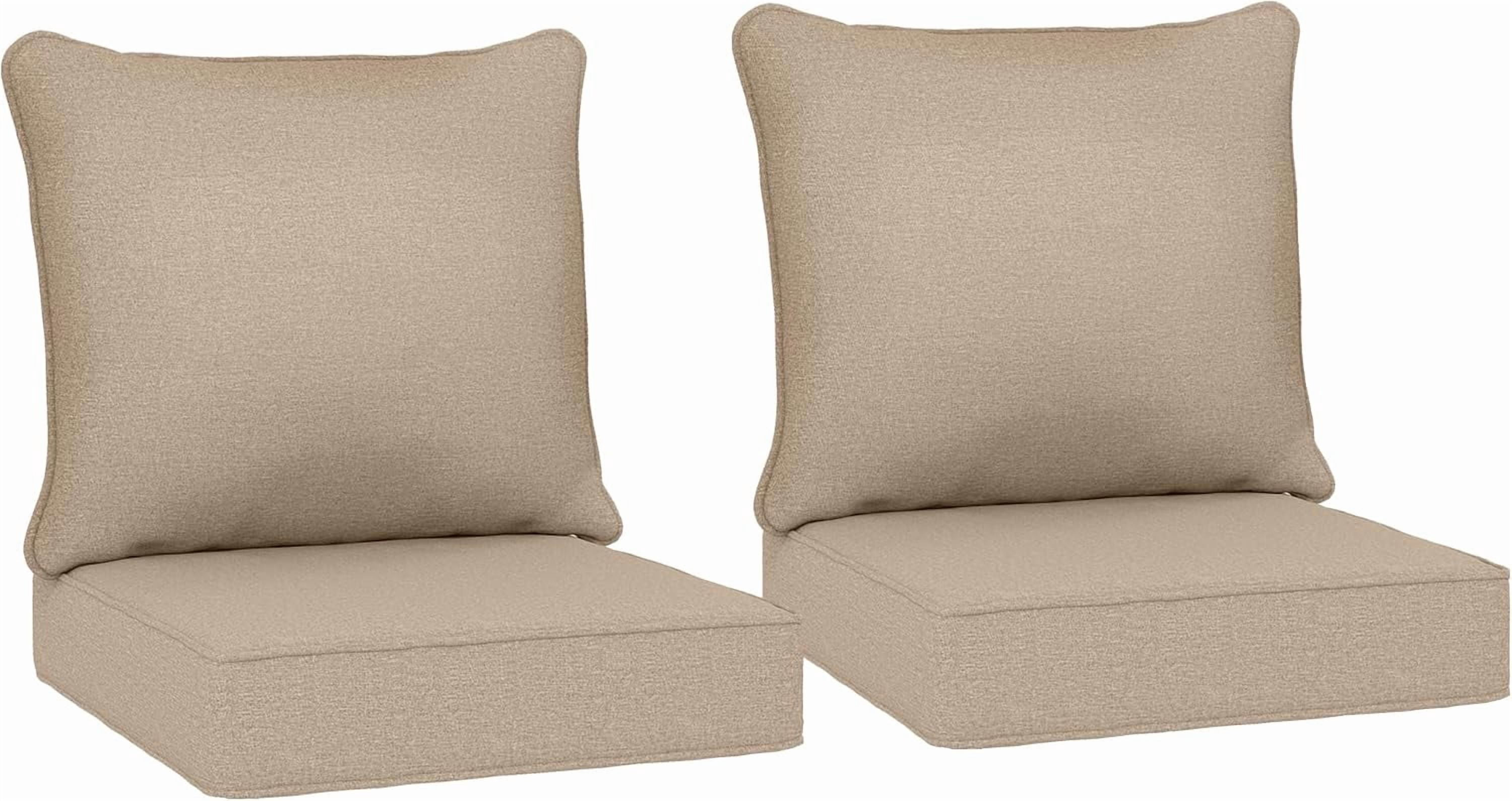 Outdoor Chair Cushions Set of 2, Fade Resistant, 24 x 24 in Deep Seat, Patio Cushions for Chair, Sofa, and Outdoor Furniture, Beige
