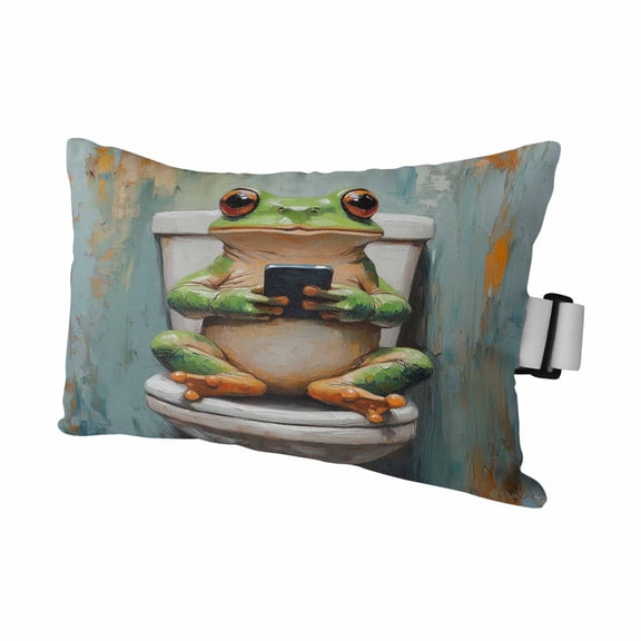 Outdoor Chair Pillow Headrest for Patio Pool Chaise Lounge, Bathroom Frog Recliner Head Pillow, Toilet Animals Vintage Waterproof Pillowcases Adjustable Neck Lumbar Pillows & Insert 12x20x1