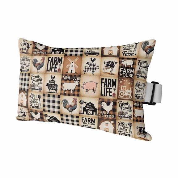 Outdoor Chair Pillow Headrest for Patio Pool Chaise Lounge, Farmhouse Checkered Recliner Head Pillow, Rustic Retro Farm Life Assembling Waterproof Pillowcases Neck Lumbar Pillows & Insert 11x16x1