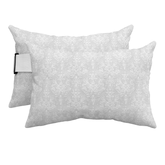 Outdoor Chair Pillow Headrest for Patio Pool Chaise Lounge, Gray Ethnic Recliner Head Pillow, Simple Boho Modern Chic Abstract Floral Motifs Waterproof Neck Lumbar Pillows & Insert 11x16x2pcs