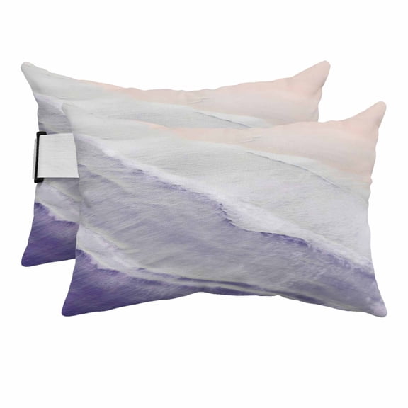 Outdoor Chair Pillow Headrest for Patio Pool Chaise Lounge, Purple Coastal Wave Recliner Head Pillow, Summer Modern Ocean Beach Waterproof Pillowcases Neck Lumbar Pillows & Insert 11x16x2pcs