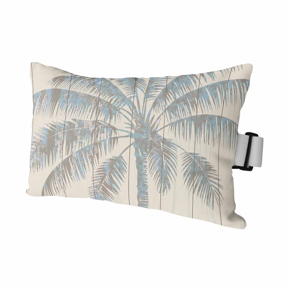 Outdoor Chair Pillow Headrest for Patio Pool Chaise Lounge, Summer Palm Trees Recliner Head Pillow, Tropical Plants Vintage Wood Grain Waterproof Pillowcases Neck Lumbar Pillows & Insert 12x20x1