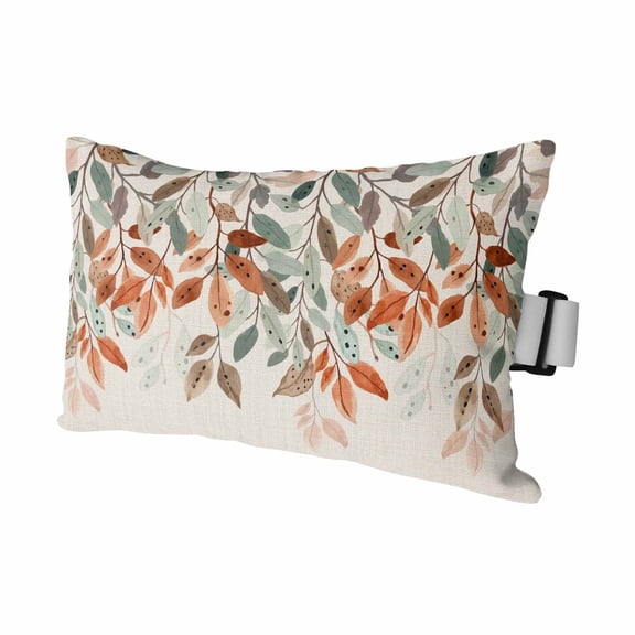 Outdoor Chair Pillow Headrest for Patio Pool Chaise Lounge, Vintage Leaves Recliner Head Pillow, Summer Botanical Pastoral Watercolor Rustic Waterproof Neck Lumbar Pillows & Insert 11x16x1