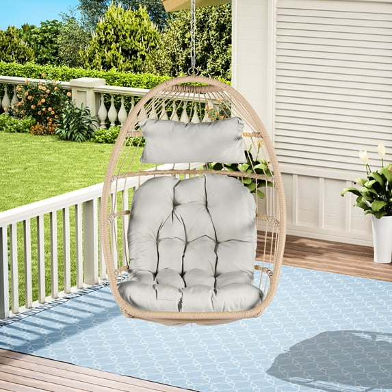 Outdoor Chair With Gray Filling - Handmade, , Stylish For Garden And Patio Cushioned Hanging Backyard