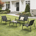 thumbnail image 1 of Outdoor Chairs Set of 4, Aiho All Weather Textilene Patio Furniture Set with Grass Top Table, Perfect for Yard, Poolside, Lawn, Black, 1 of 9