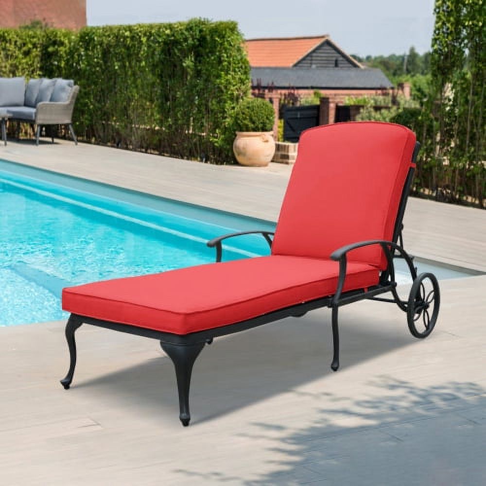 Outdoor Chaise Lounge Beach Chair with Beige Cushions, Patio Furniture Set, with Wheels Adjustable Reclining Aluminum Pool Side Sun Lounges, Patio Furniture Set, Pack of 1 - image 1 of 4