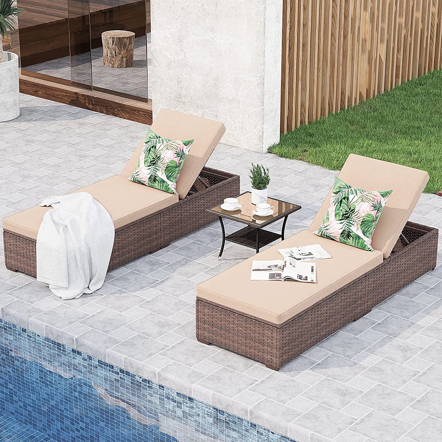 Outdoor chaise lounge with table hotsell
