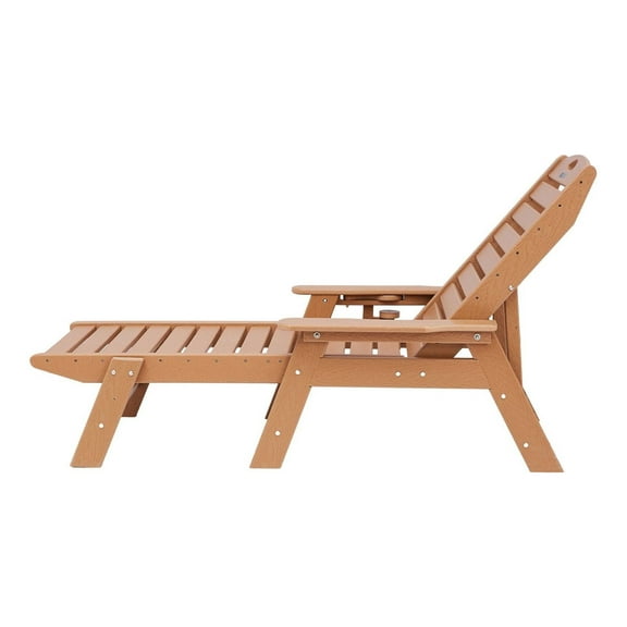 Outdoor Chaise Lounge Chair 6 Position Adjustable Reclining Lounger Brown