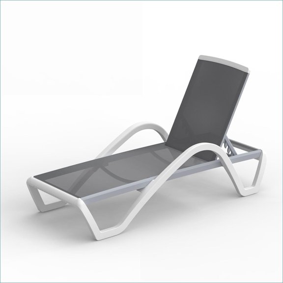 Outdoor Chaise Lounge Chair | Adjustable All Weather for Patio, Pool, In-Pool, Lawn | 1 Pack | Gray | Aluminum