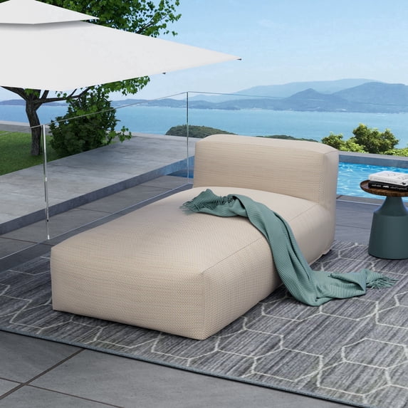 Outdoor Chaise Lounge Chair, Modern ANNY-H Lounge Chair, Patio Couch Sofa Comfy Patio Furniture Dense Foam Pool Loungers Lazy Sofa for Outside (Light Orange)
