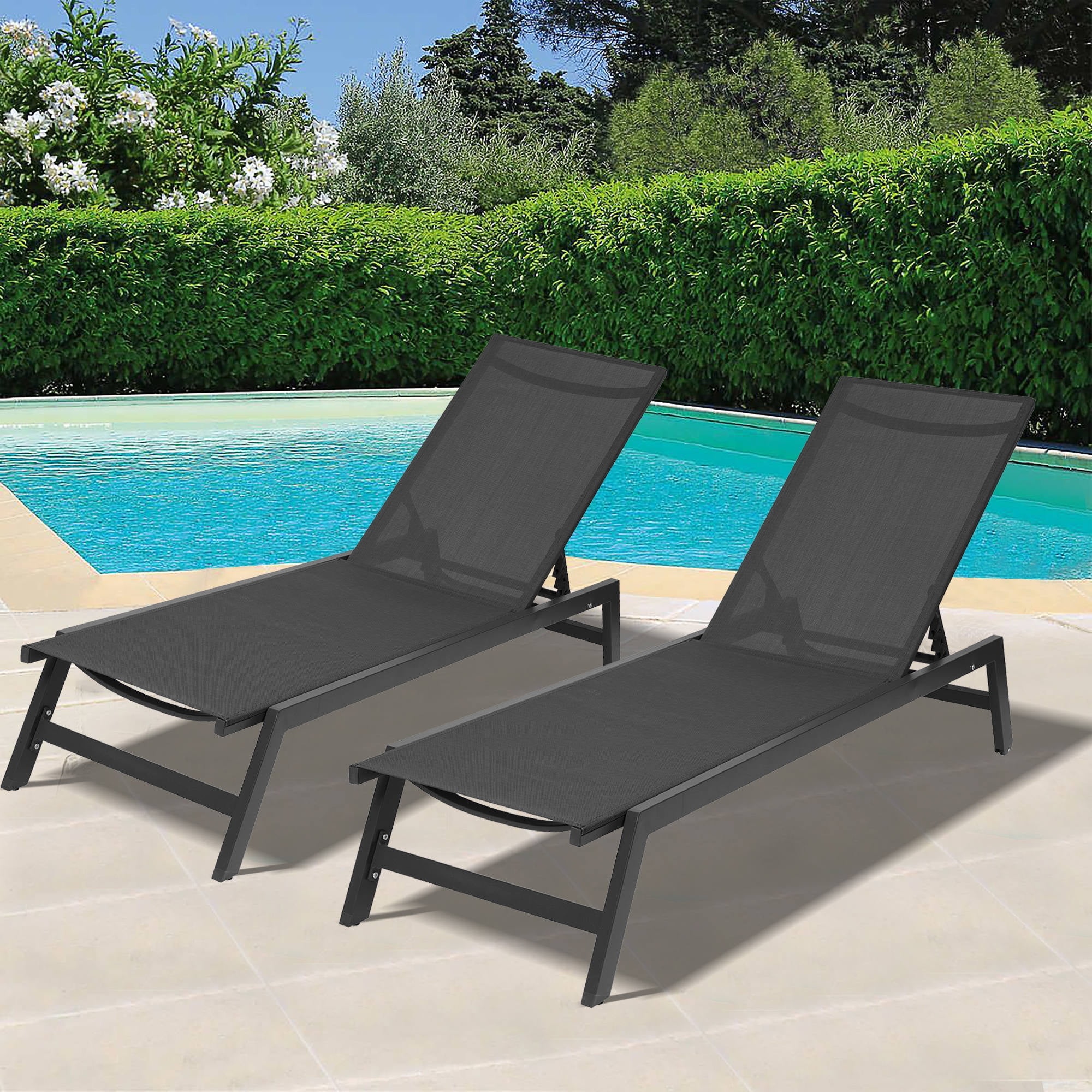 Outdoor Chaise Lounge Chair Pack of 2, Aluminum Bahrain Ubuy