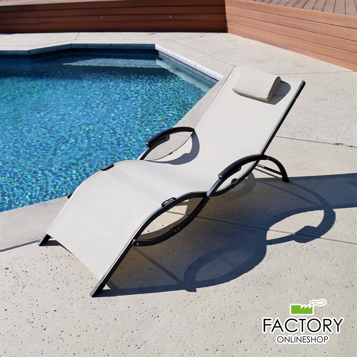 Outdoor Chaise Lounge Chair Patio Reclining Folding Beach Sun Lounger ...