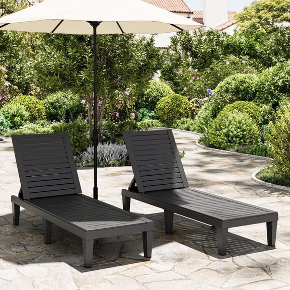 Outdoor Chaise Lounge Chair Set of 2,Lightweight Patio Chairs,Waterproof Lawn Chairs Lounge Outdoor,5-Positions Adjustable Pool Lounge Chair for Garden Beach Patio Poolside and Deck,Striped Black