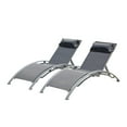 thumbnail image 1 of Outdoor Chaise Lounge Chair Set of 2, Patio Recliner Chairs with Adjustable Backrest and Removable Pillow, Tanning Chair for Beach, Pool, Sunbathing, Dark Gray, 1 of 8