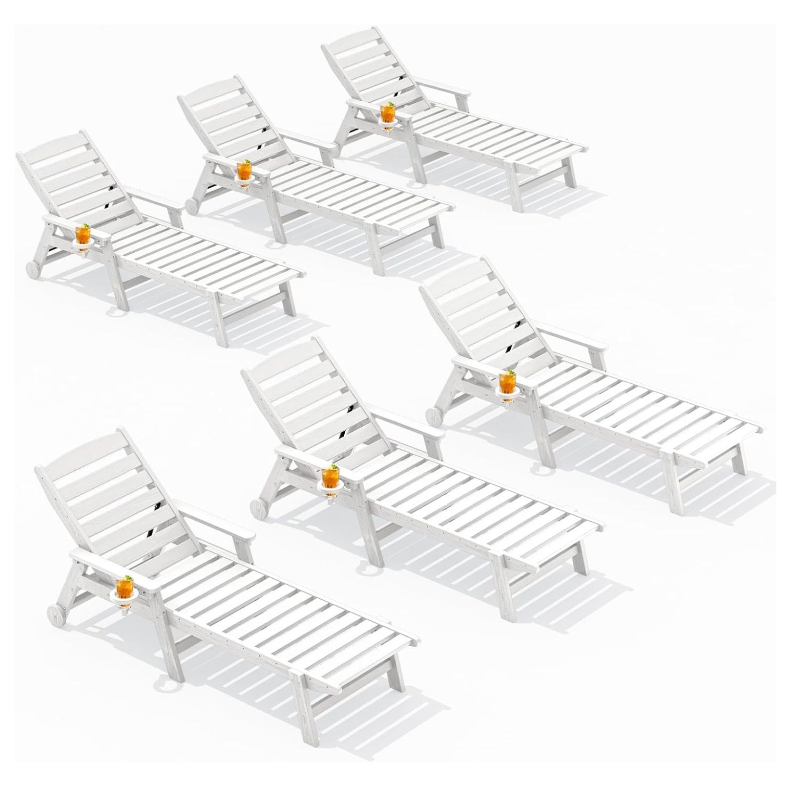 Outdoor Chaise Lounge Chair Set of 6, Patio Lounge Chair for Outside