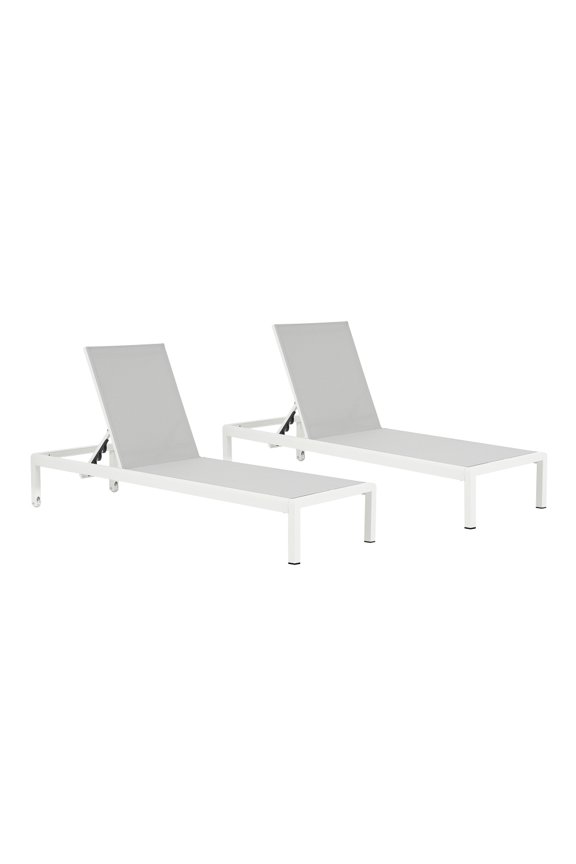 Outdoor Chaise Lounge Chair Set of 2, Aluminum Adjustable Recliner for Pool, Patio & Beach, All-Weather UV-Resistant Lounge Chairs