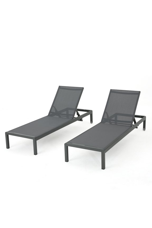 Outdoor Chaise Lounge Chair Set of 2, Aluminum Adjustable Recliner for Pool, Patio & Beach, All-Weather UV Resistant