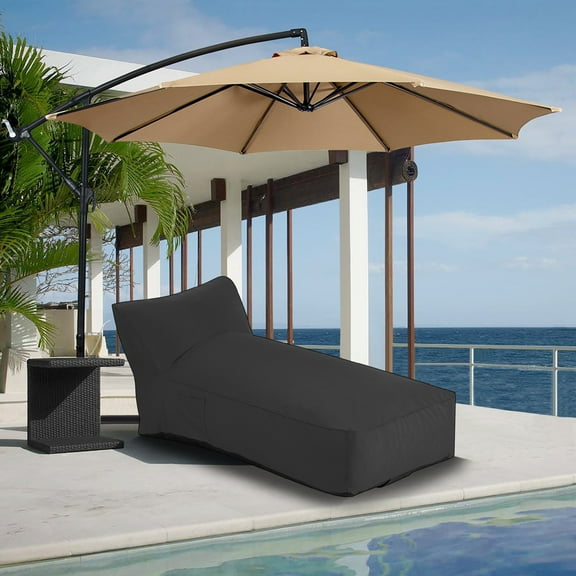 Outdoor Chaise Lounge Chair, Sunbed UV Resistant Sofa Couch Patio Furniture Waterproof Outside Sunlounge Reclining Sunbathing Bed Comfy Single Chaise Daybed for Garden, Pool, Beach, Black