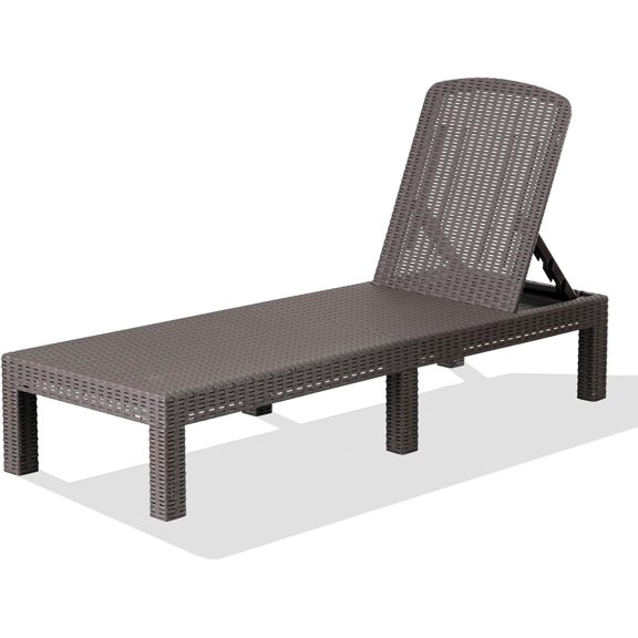 Outdoor Chaise Lounge Chair for Pool, Patio Bench Waterproof Sunbed,Mocha