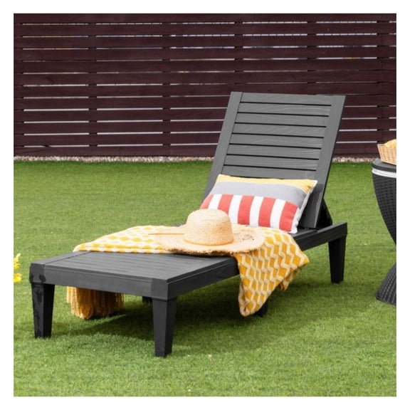 Outdoor Chaise Lounge Chair with 5 Positions Adjustable Backrest