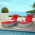 thumbnail image 1 of Outdoor Chaise Lounge Chairs Set of 2 with Adjustable Backrest, All-Weather Wicker Rattan Patio Pool Chairs with Cup Holder & Cushion for Poolside/Backyard, Red, 1 of 9