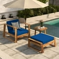 thumbnail image 1 of 3 Pack Outdoor Lounge Chair, Acacia Wood Chaise Lounge set-Chair & Ottoman, Sunbathing Recliner, Beach Chair, Tanning Chair for Patios, Balconies, and Gardens, 1 of 7