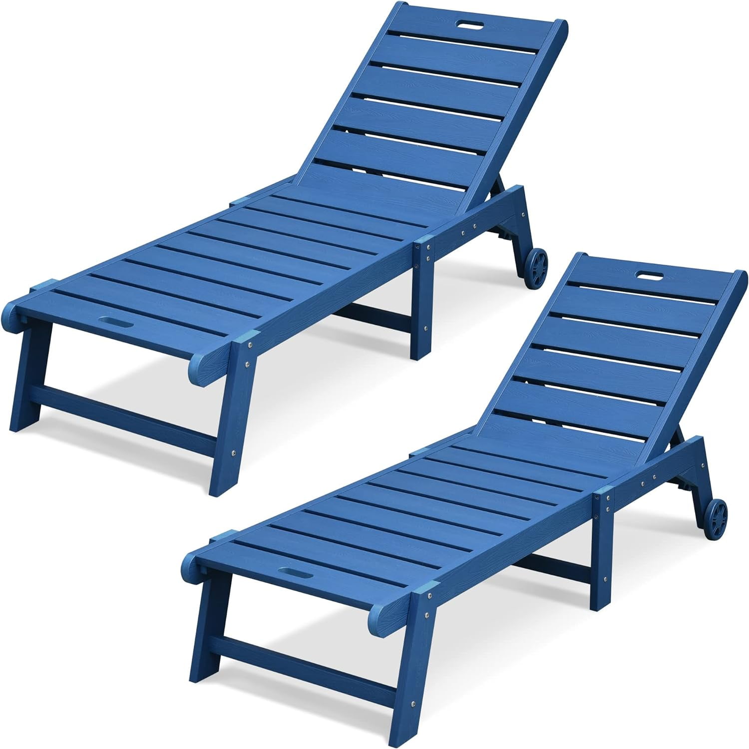 Outdoor Chaise Lounge Chairs Set Of 2, Patio Lounge Chair With 5 ...