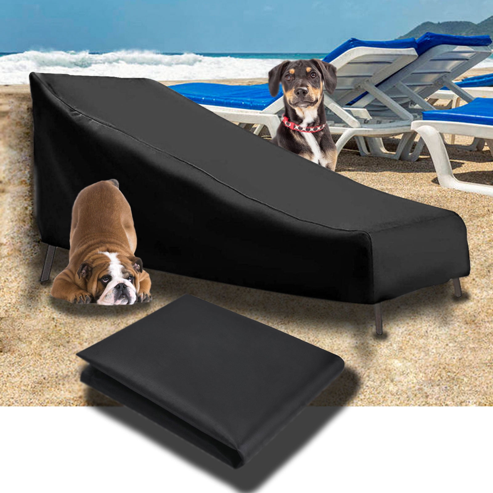 Outdoor Chaise Lounge Cover,Waterproof Patio Furniture Cover Dustproof UV Resistant Protective Cover For Garden Yard Balcony Recliner Chair Storage Cover Weather Resistant Furniture Cover