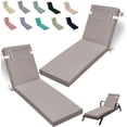 thumbnail image 1 of Outdoor Chaise Lounge Cushion, High-Density Foam Fill Patio Furniture Bench Cushions with Ties, Thicken Waterproof Replacement Back Chaise Cushions for Pool, Sand Beach (Khaki), 1 of 6