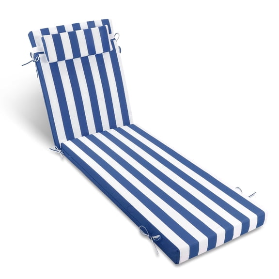 Outdoor Chaise Lounge Cushion , 72" X 21" Lounge Chair Cushions with Pillow, Waterproof Fade and Tear Resistant Lounge Deck Chair Cushions for Patio Lawn Pool, Blue