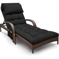 Outdoor Chaise Lounge Cushion, Waterproof Lounge Chair Cushion for Outdoor Furniture, 71 x 21 x 4 Inches Patio Cushion with Straps for Lawn Pool Furniture (Black, Lounge Chair Cushion)