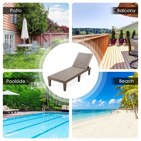 Outdoor Chaise Lounge w/ Adjustable Backrest Brown
