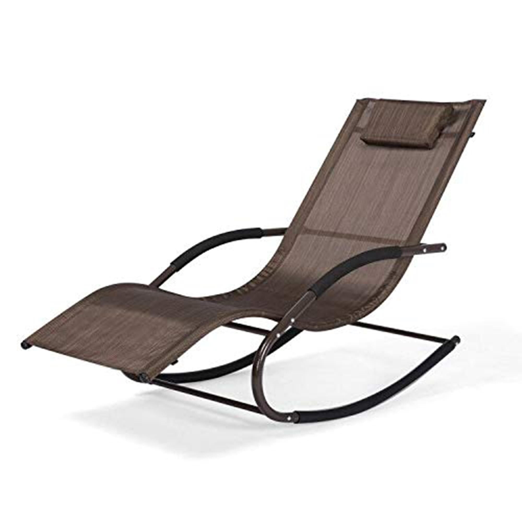 Brown Steel Frame Outdoor Chaise Lounge with Cushions