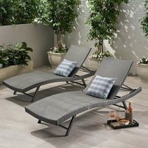 Outdoor Chaise Lounges In Grey: Iron Build, Relax Two Lounge Chairs With Grey And Frame