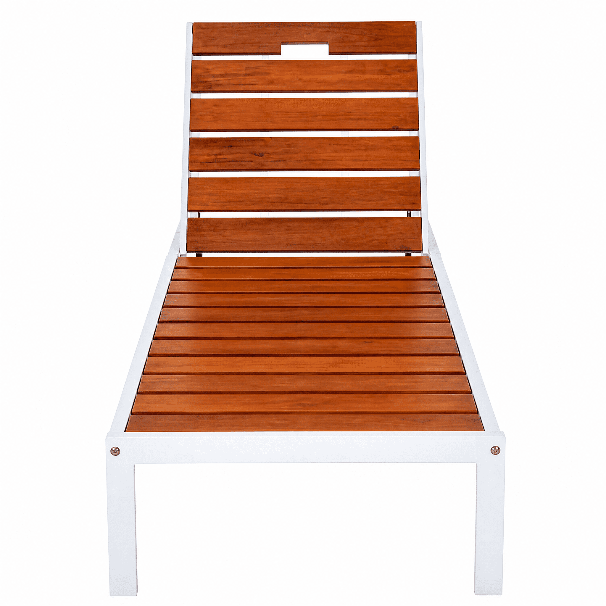 Outdoor Chaise Lounges Pool Lounge Chairs Outdoor Daybed Recliner with Adjustable Backrest for Patio, Poolside or Beach, White+Brown