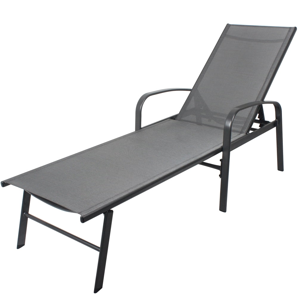 Gray Steel Frame Weather Resistant Outdoor Chaise Lounge