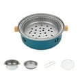 thumbnail image 1 of Outdoor Charcoal Grill | Portable Tabletop BBQ | Iron Construction | 12.6x12.6x3.94 in | Removable Grill Net | Adjustable Air Vents | For Camping, Patio, Beach, Tailgate | Blue/Black/White/Red, 1 of 8