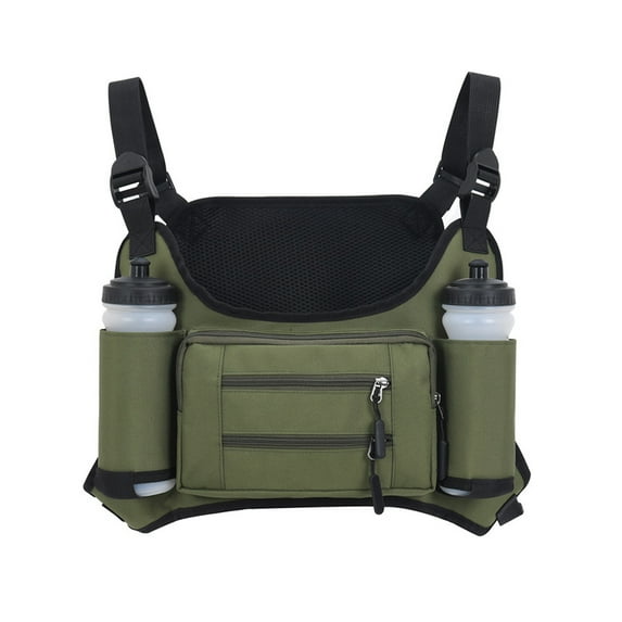 Outdoor Chest Bag Adjustable Straps Large Capacity Waterproof Zipper Pocket Men Women Sports Cycling Running Vest Pouch Hiking Travel EDC Chest Pack