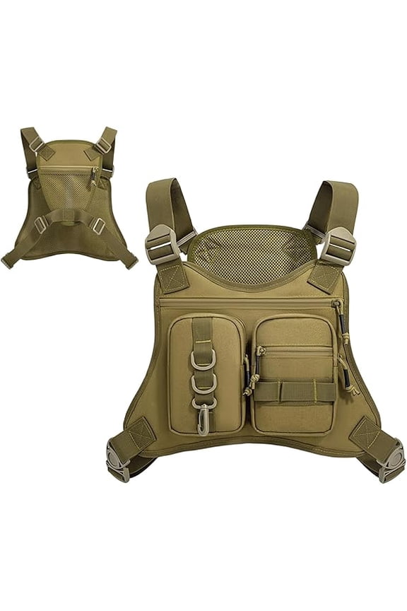 Outdoor Chest Bag Water Resistant, Multi-Purpose Sports Chest Pack with Easy Access Pockets, Lightweight Running Vest Rigs for Men and Women, Hiking, Travel, Cycling, Fishing