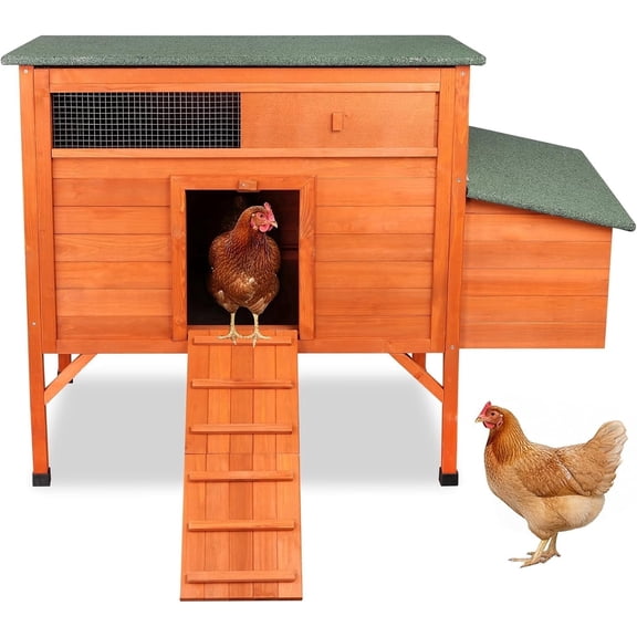 Outdoor Chicken Coop Weatherproof Wooden Hen House Small Animal Pet Hutch with Asphalt Roof Elevated Legs