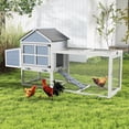 thumbnail image 1 of Chicken Coop Outdoor for Multiple  Chickens, Wooden Duck House with Run & Nesting Box, Waterproof Hutch with Pull-Clean Tray, Ramp, and Resting Area, Gray, 1 of 10